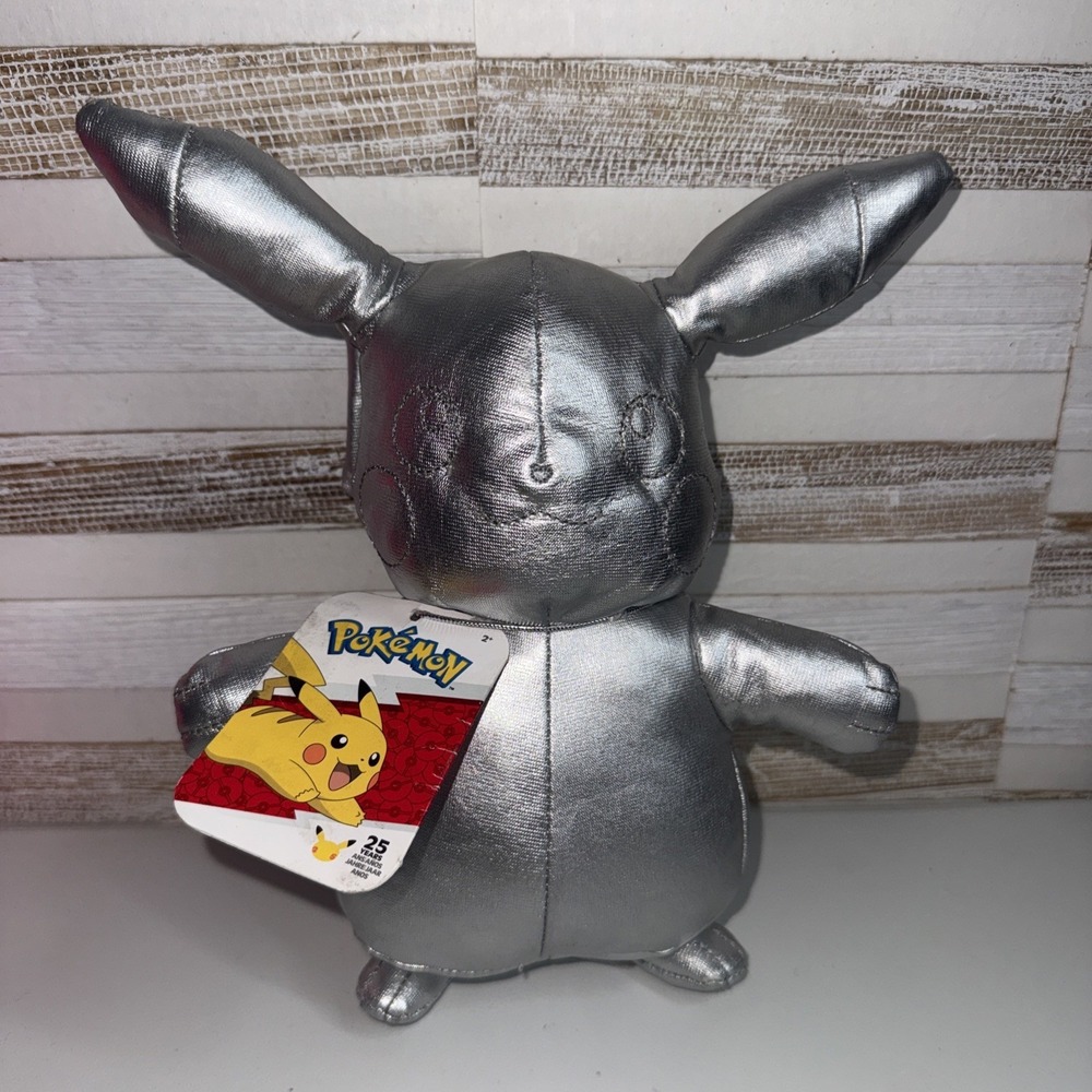Pikachu Plush Silver Pokemon 25th Anniversary Edition NEW